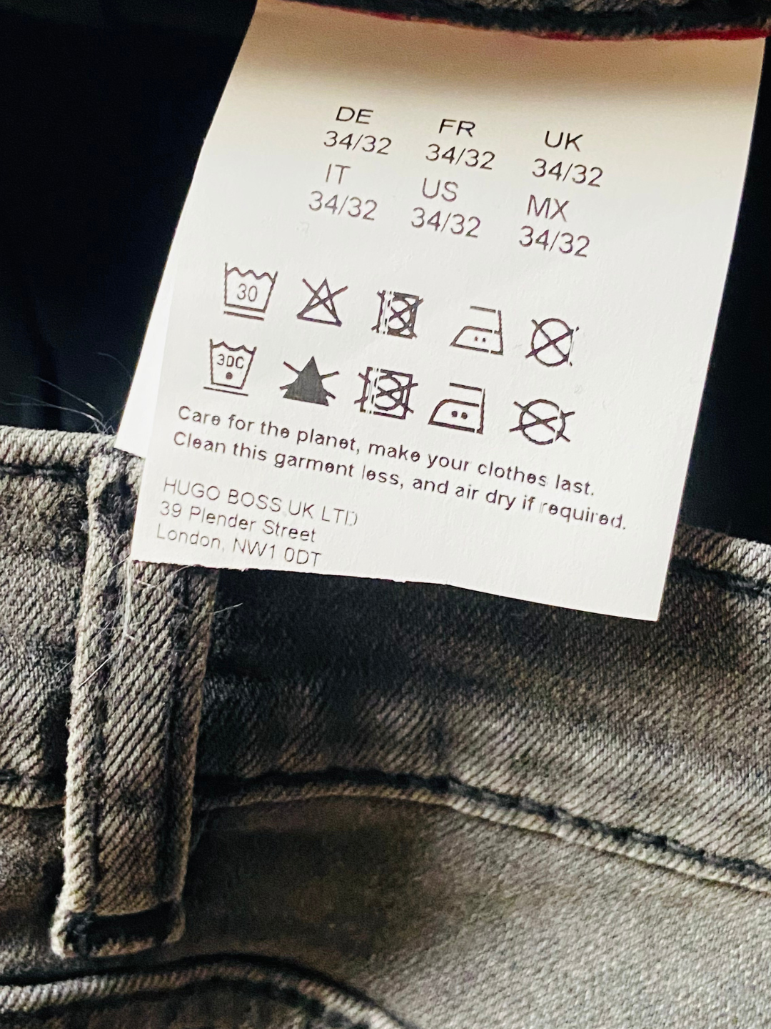 Hugo Jeans Skinny Fit Grey For Men - Size 34/32