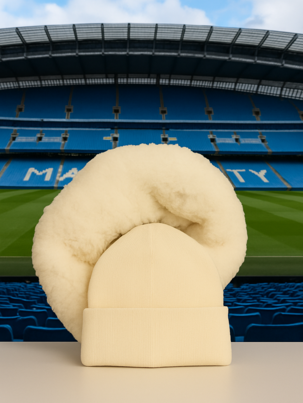 Manchester City FC White Beanie unisex- One Size