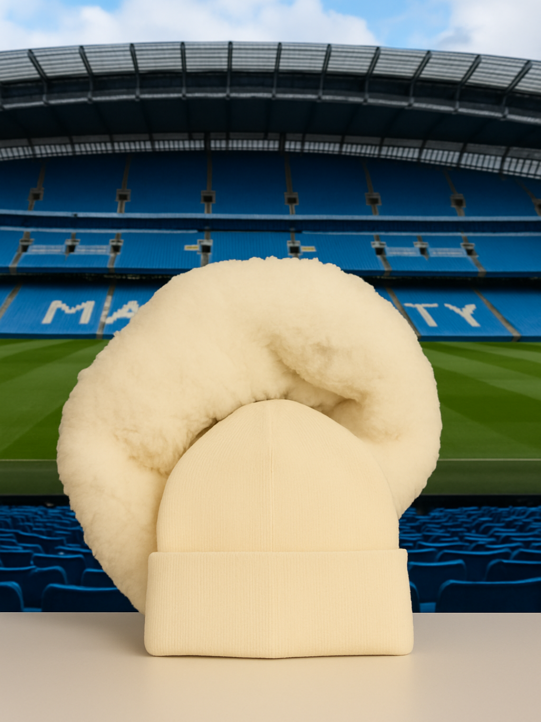 Manchester City FC White Beanie unisex- One Size